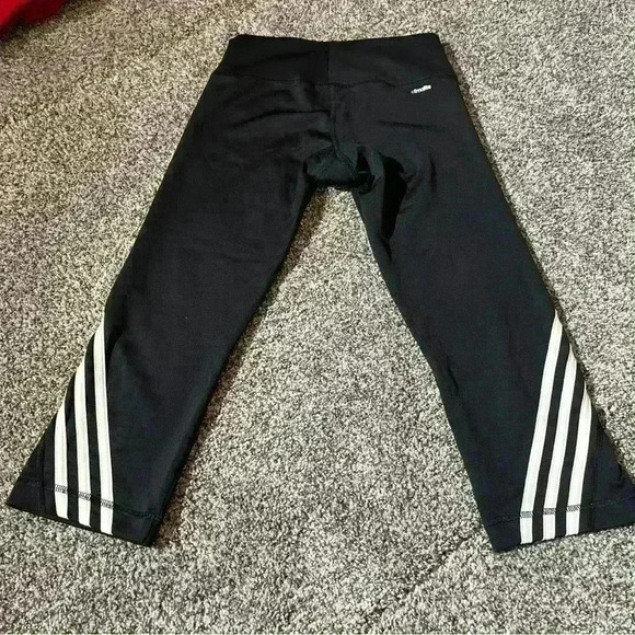 Ladies Climalite ADIDAS Black 3 Stripe Crop Leg Track Bottoms -Small - Picture 6 of 10
